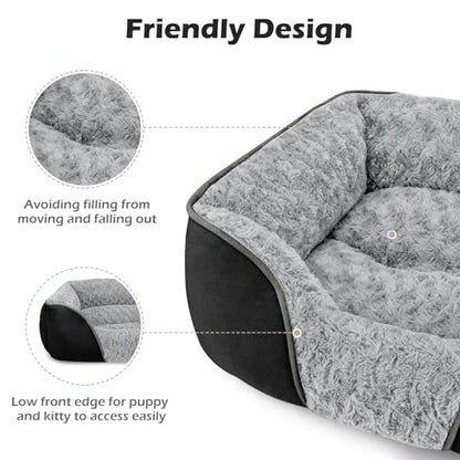 INVENHO Large Dog Bed Rectangle Washable Orthopedic Soft Calming Sleeping Durable Pet Cuddler with Anti-Slip Bottom - color: Black, size: L(30"x 24"x 9")