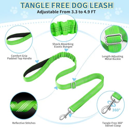 Lukovee No Pull Dog Harness and Leash Set, Soft Padded Small Dog Harness, Neck & Chest Adjustable Reflective Vest Puppy Harness with 4ft Lightweight Anti-Twist Dog Leash for Small Dogs (XXS, Green) - color: Green - with Stripe, size: XXS ( Chest 11.5'' ~