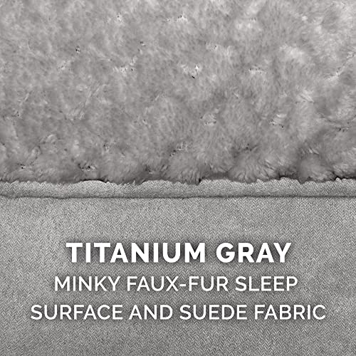Furhaven Replacement Dog Bed Cover Minky Plush & Suede Pillow Top Mattress, Machine Washable - Titanium Gray, Medium - color: Pillow Top - Minky Plush & Suede (Titanium Gray), size: Medium