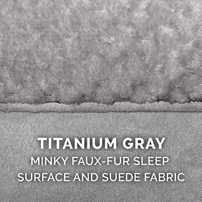 Furhaven Replacement Dog Bed Cover Minky Plush & Suede Pillow Top Mattress, Machine Washable - Titanium Gray, Medium - color: Pillow Top - Minky Plush & Suede (Titanium Gray), size: Medium