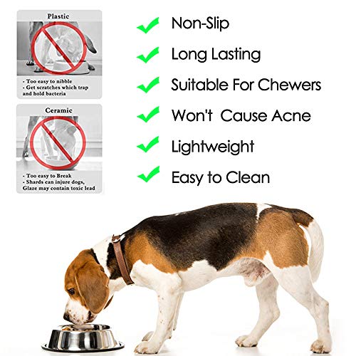Stainless Steel Dog Bowls, 1 Cup Cat Bowl with Rubber Base for Cats, Puppy - color: Stainless steel (2Pack), size: 1 Cup/5.9" Dia x 1.5" H (2Pack)