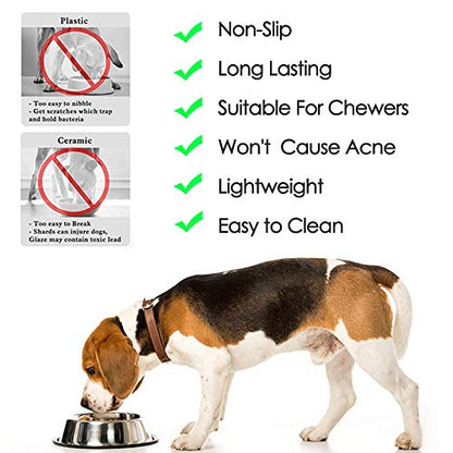 Stainless Steel Dog Bowls, 1 Cup Cat Bowl with Rubber Base for Cats, Puppy - color: Stainless steel (2Pack), size: 1 Cup/5.9" Dia x 1.5" H (2Pack)