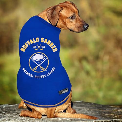 NHL Buffalo Sabres Tee Shirt for Dogs & Cats, X-Small. - Are You A Hockey Fan? Let Your Pet Be An NHL Fan Too! - color: Buffalo Sabres, size: X-Small