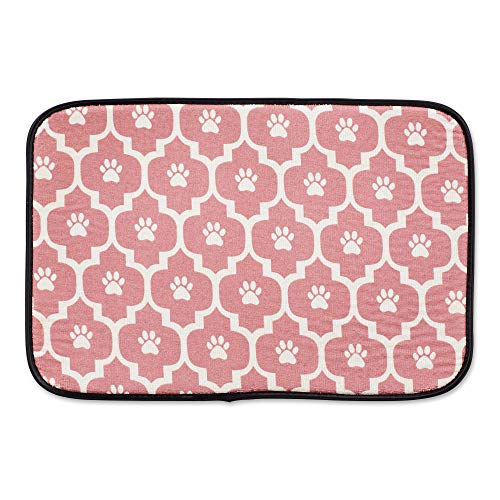 Bone Dry Machine Washable, Ultra Absorbent Pet Mat, 12x18, Rose/Off-White Lattice - color: Rose/Off-White Lattice, size: 12"L x 18"W