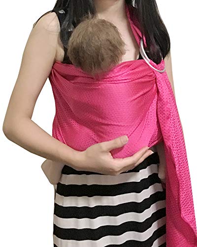 Breathable Mesh Ring Sling Baby Carrier for Infant and Toddler, Lightweight Quick Dry Baby Wrap Carrier for Warm Weather, Travel, Outdoor Walks and Daily Use, Rose - color: Rose