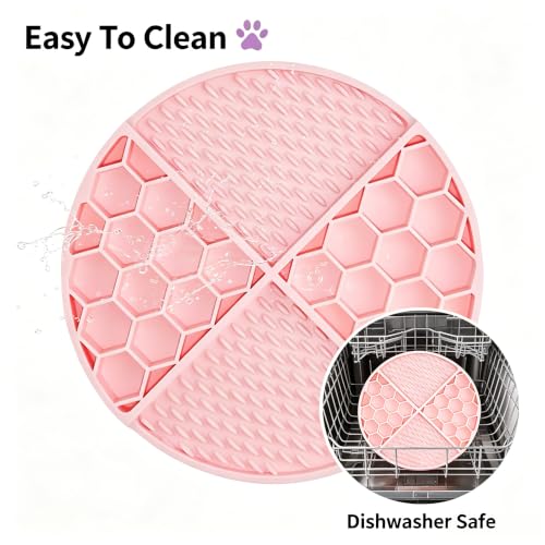 Lick Mat for Dogs & Cats,Honeycomb,61 Suction Cups, Bath & Groom | BPA-free silicone honeycomb lick mat, 61 suction cups; sticks to walls, tubs, fridges; calms during grooming or alone time.