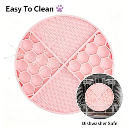 Lick Mat for Dogs & Cats,Honeycomb,61 Suction Cups, Bath & Groom | BPA-free silicone honeycomb lick mat, 61 suction cups; sticks to walls, tubs, fridges; calms during grooming or alone time.