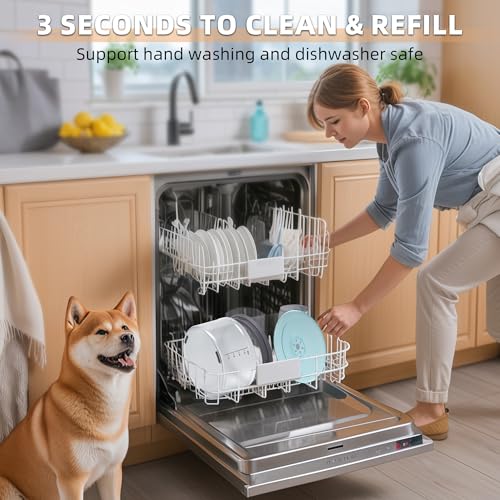 Decflow 1.2Gallon Dog Water Bowl No Spill, 4.5L Large Capacity Spill Proof Dog Bowls with Transparent Floating Disk, No Splash Slow Drinking Water Bowls for Sloppy Messy Drinkers (Gray) - color: C-Gray