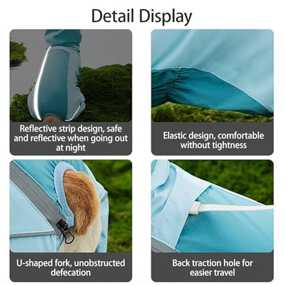 Dog Raincoat Windbreaker Dog Rain Jacket Durable Waterproof Doggy Resistant Rain Coat for Dogs(Medium,B)