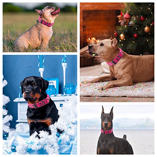Reflective Dog Collar Heavy Duty Tactical with Control Handle and Metal Buckle for Dog Training(M,Pink) - color: Pink, size: Medium (Pack of 1)