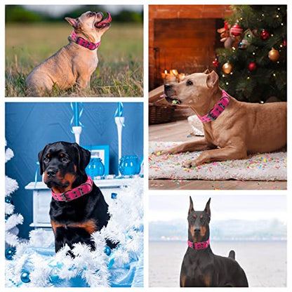 Reflective Dog Collar Heavy Duty Tactical with Control Handle and Metal Buckle for Dog Training(XL,Pink) - color: Pink, size: X-Large (Pack of 1)