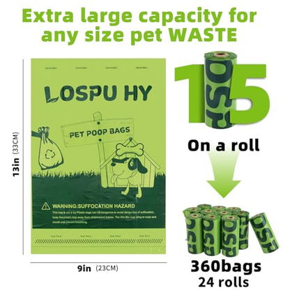 Dog Poop Bags Rolls, Extra Thick Leak Proof Pet Waste Bag, 360 Count Tear Resistant Poop Bags for Dogs for Outdoor Doggie Walking and Cat Litters Cleaning - size: 1 Count (Pack of 360)