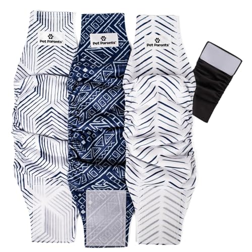 Pet Parents® Washable Belly Bands for Male Dogs (3pack) + Extendrs® of Durable Dog Diapers Male, Premium Male Dog Diapers & Dog Wraps (X-Small, Kahuna) - color: Kahuna, size: X-Small (11-13")