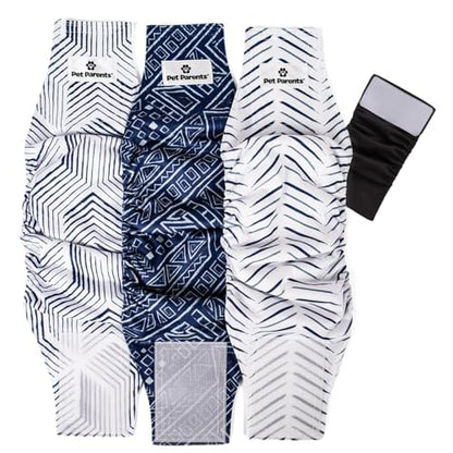 Pet Parents® Washable Belly Bands for Male Dogs (3pack) + Extendrs® of Durable Dog Diapers Male, Premium Male Dog Diapers & Dog Wraps (X-Small, Kahuna) - color: Kahuna, size: X-Small (11-13")