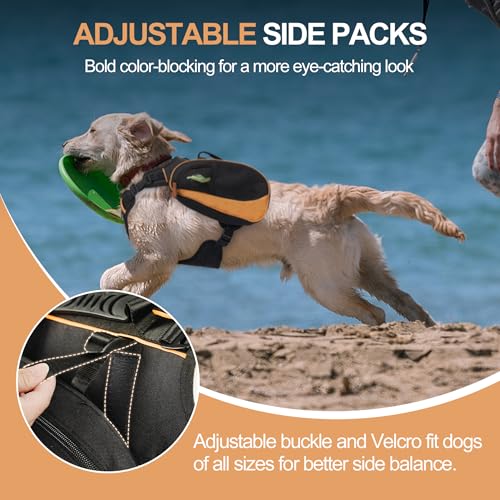 Dog Backpack Suitable for Medium to Large Dogs, Adjustable Lightweight Pet Harness, Built-in Poop Bag Dispenser, Waterproof and Safe, Suitable for Hiking, Puppy Training, Or Daily Walks, L