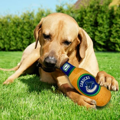 Pets First NHL Vacouver Canucks Beer Bottle Plush Dog & Cat Toy- Cutest Stadium SODA Bottle Snack Plush Toy for Dogs & Cats with Inner Squeaker & Beautiful Hockey Team/Logo - color: Vancouver Canucks, style: NHL Beer Bottle Toy