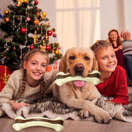 Sosation 10 Pcs Dog Chew Toys for Aggressive Chewers Nylon Beef Flavor Dog Bones Tough Puppy Teething Toys Puppy Chew Bones for Large/Medium/Small Breed Dogs Puppies (6.3 x 2.17 Inch) - size: 6.3 x 2.17 Inch