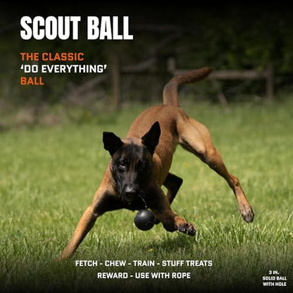 Monster K9 Scout Ball | Virtually Indestructible. Lifetime Guaranteed. | VULCRON™ Natural Rubber | Durable Dog Toy for Aggressive Chewers | Tough, Heavy Duty | Medium & Large Breed, 3" Pack of 2 - size: 2-Pack