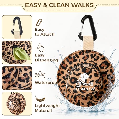 Hat Shaped Dog Poop Bag Holder, Waterproof Clip On Waste Bag Dispenser, Portable Leash Attachment Dog Walking Gear for Small Large Dogs, Leopard Print - color: Leopard print