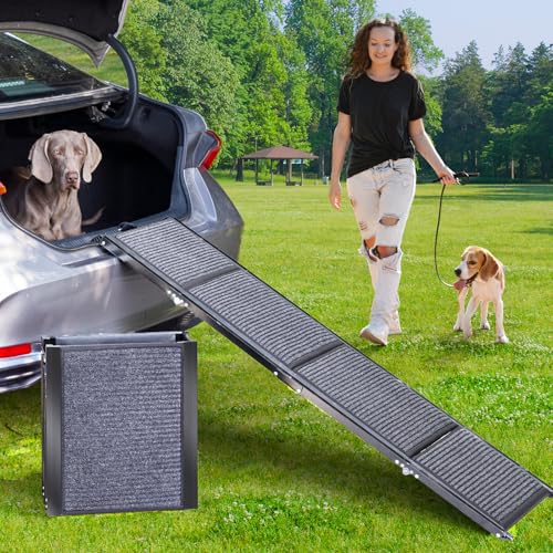 Uross Dog Ramp for Car 63" Long - Collapsible Pet Ramps for Large Dogs SUV Truck Folding Outdoor Dog Ramp for Porch Steps - size: 63" L x 17.3" W