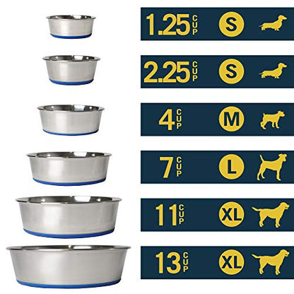 OurPet's DuraPet Premium Dishwasher Safe Stainless Steel Dog Bowl for Food or Water [Multiple Sizes for Small to Large Dogs] in Traditional or Wide Base Design - 2.25 Cup - size: 2.25 Cups