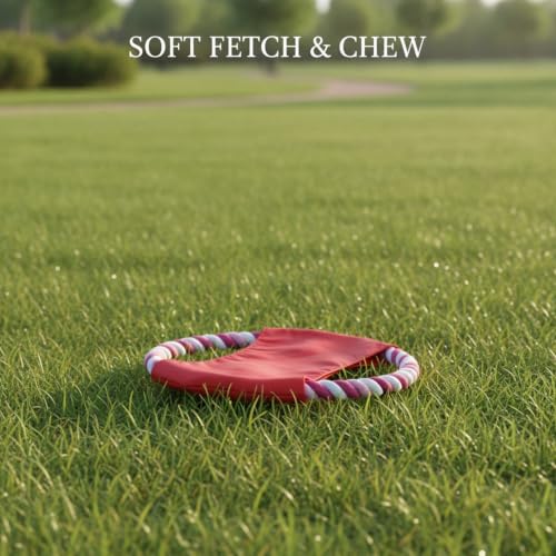 Cotton Rope Dog Flying Disc, Soft Fetch and Chew Toy for Outdoor Play, 7.5 Inch (1 PC)