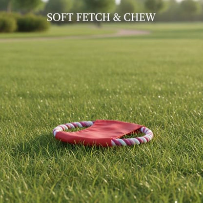 Cotton Rope Dog Flying Disc, Soft Fetch and Chew Toy for Outdoor Play, 7.5 Inch (1 PC)