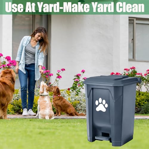 Dog Poop Trash Can Outside with Pooper Scooper, Outdoor Dog Waste Trash Can with Lid Waste Bag Odor Control for Yard Garden, 20L Grey - color: Gray