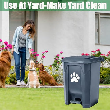 Dog Poop Trash Can Outside with Pooper Scooper, Outdoor Dog Waste Trash Can with Lid Waste Bag Odor Control for Yard Garden, 20L Grey - color: Gray