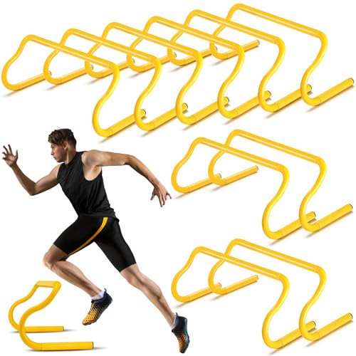 Wettarn 10 Pcs Speed Agility Training Hurdles Detachable Durable Hurdle Agility Plyometric and All Purpose Speed Training Equipment for Athletes Soccer Basketball - color: Yellow, size: 9 Inch