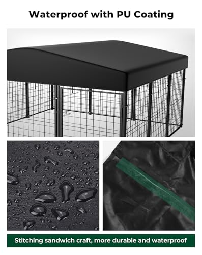 Outdoor Dog Kennel Cover, 600D Waterproof UV-Resistant Sunshade Dog Enclosure Cover Replacement for 10x10ft Crate Outside - size: Large