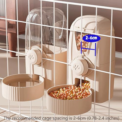 Hanging Cage Automatic Pet Food Water Dispenser 34oz, Large Capacity Feeder Gravity Refill Food and Siphon Suction Water Set for Dog Cat Rabbit Chinchilla and Ferret (Food and Water Dispenser) - color: Food and Water Dispenser