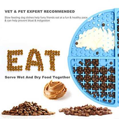 Bangp Silicone Dog & Cat Lick Mat and Slow Feeder,Extends Mealtime for Fast Eaters and Reduces Anxiety,Heavy-Duty Design,Dishwasher Safe,Perfect for Yogurt,Treats,Peanut Butter (Blue)