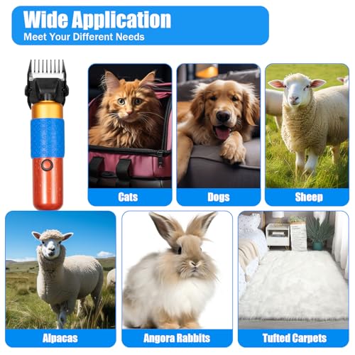 KPfaster 10ft Sheep Shears, with Plug & 2 Blades 200W Electric Clippers Animal Shave Grooming Farm for Dogs Cat Goat Alpaca, Llamas, Angora Rabbits Shearing Hand Piece Cutter Livestock Pet Supplies