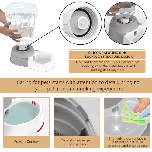 STALTWO 1.6 Gallon Automatic Dog Water Dispenser, Large Capacity Gravity Pet Water Bowl for Multiple Pets, BPA-Free Cat Water Feeder for Large Dogs, Refill Less Often, Grey