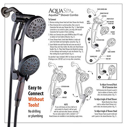 High Pressure 48-mode Luxury 3-way Combo with Adjustable Extension Arm – Dual Rain & Handheld Shower Head – Extra Long 6 Foot Stainless Steel Hose – All Oil Rubbed Bronze Finish – Top US Brand - color: Oil Rubbed Bronze