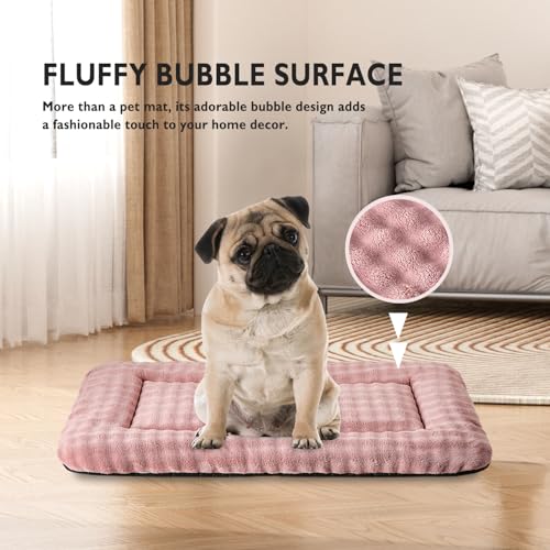 Dog Bed Mat Crate Pad for Medium Dogs, Washable Soft Pet Sleeping Mat Kennel Pad with 3D Bubble Pattern, Dusty Pink, 30"x 19" - color: Dusty Pink, size: 30"L x 19"W x 1.5"Th