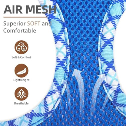 PUPTECK Dog Harness and Leash Set for Small Medium Dogs No Pull Step-in Soft Mesh Puppy Cat Vest Harnesses Reflective at Night, Blue M - color: #1 Blue(Basic Mesh), size: M(CHEST 16"-18", 11-18 lbs)