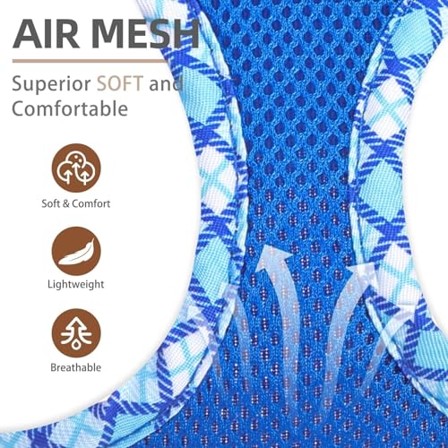 PUPTECK Dog Harness and Leash Set for Small Medium Dogs No Pull Step-in Soft Mesh Puppy Cat Vest Harnesses Reflective at Night, Blue L - color: #1 Blue(Basic Mesh), size: L(CHEST 18"-20", 16.5-22 lbs)