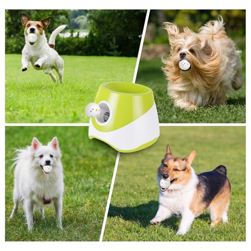 Automatic Dog Ball Launcher, Dog Ball Thrower with 3 Launching Distance | 20-46ft, Rechargeable Dog Toy Mental Stimulation Training Game with 2.3" ETPU Balls for Energetic Small Medium Dogs - size: 20-46ft