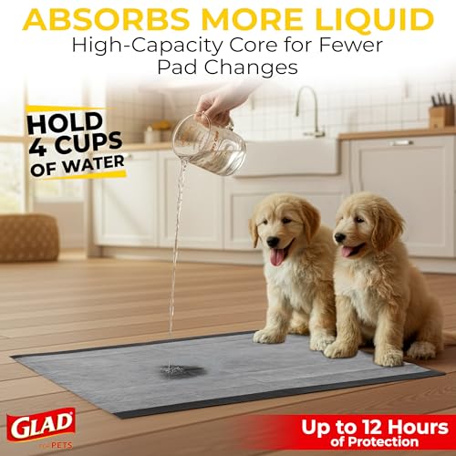 Glad for Pets Extra Large Charcoal Training Pads for Dogs and Puppies, Activated Carbon Odor Control, 6-Layer Absorbent Leak-Proof Pee Pads with Pheromone Attractant, 28 x 30 in, 30 Count - size: 30 Count (Pack of 1)