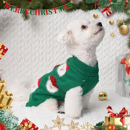 LUBOT NEW Ugly Christmas Sweaters for Puppy Cute Funny Wintertime and Holiday Parties Knitted Pullover Sweater Santa Small Dog Green Small - color: Green, size: Small