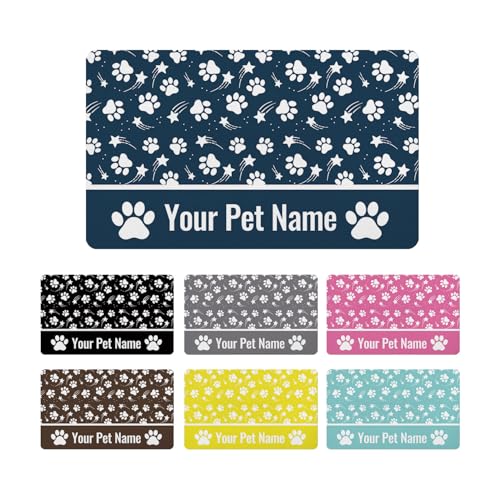 Personalized Dog Food Mat Custom Pet Feeding Absorbent Mats for Floor Customized Cat Water Bowl Placemats Non-Slip Washable Dog Mat for Food and Water