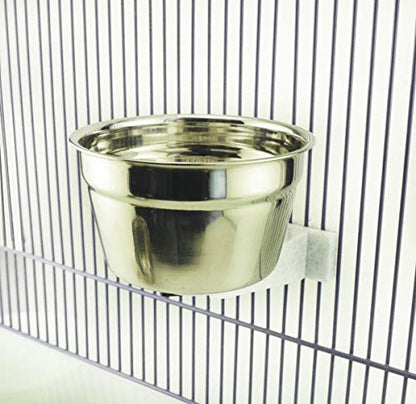 Lixit® Stainless Steel Kennel Food or Water Bowl - Non Spill Hanging Removable Crate Bowls - Carrier Cage Dish for Dogs or Cats for Feeding and Drinking (Stainless Steel, 10 Ounce (Pack of 2)) - size: 10 oz (Pack of 2)