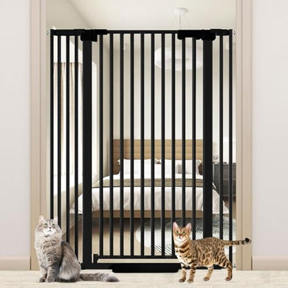 51'' Extra Tall Cat Gate for Doorways Hallways 30-40.9'' Wide, Pressure Mounted Pet Dog Gates No Drilling Auto Close, Cat Fence Barrier Indoor Climb Proof (Black) - size: 30''-40.9'' Wide