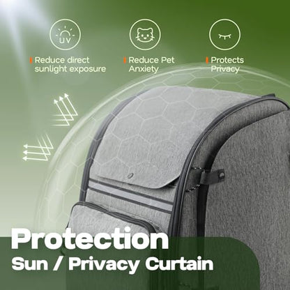 Premium Dog & Cat Carrier Backpack for Travel, Hiking & Vet Visits - Solid Durable Pet Backpack with Breathable Mesh, Safety Strap, Anti-Anxiety Curtain & Storage Pockets (Gray) - color: Gray