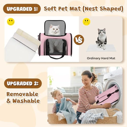 Soft Sided Pet Carrier - TSA Approved Collapsible Waterproof Travel Carrier for Small/Medium Cats Dogs Puppies (Up to 25lbs) - Pink - color: Pink, size: 20"L x 13"W x 13"H