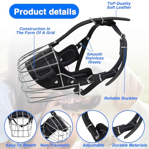 Extra Large Metal Basket Dog Muzzle for Great Dane, Cage Muzzle to Stop Barking & Prevent Biting for Large Dogs Rottweiler, Cane Corso, German Shepherd, Mastiff, Labrador