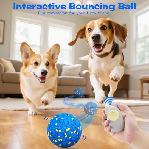 Smart Dog Ball Interactive Dog Toy with Remote Control,Automatic Moving,Bouncing and Rotating 3 Modes,E-TPU Material Aggressive Chewers,IPX7 Waterproof,Rolling Ball for Large Medium Dogs - color: Blue