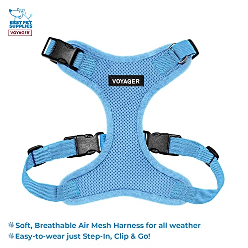 Voyager Step-in Lock Dog Harness w Reflective Dog Leash Combo Set with Neoprene Handle 5ft - Supports Small, Medium and Large Breed Puppies/Cats by Best Pet Supplies - Baby Blue, L (Pack of 2) - color: Harness Leash Set (Baby Blue), size: L (Chest: 20 - 2